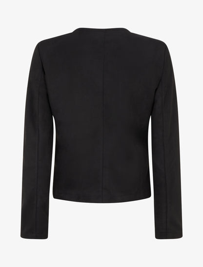 Veste courte ouverte en suédine - Noir - 2