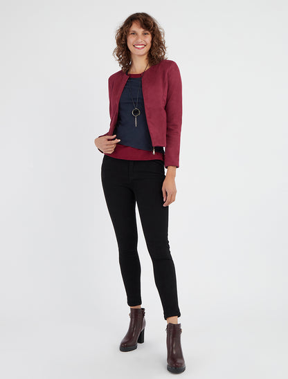 Veste droite à épaulettes en suédine - Bordeaux
