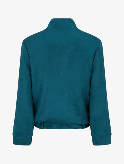 Veste élastiquée en suédine - Bleu canard - 2