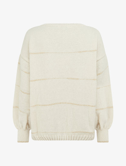 Pull uni à rayures irisées - Crème - 2