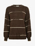 Pull uni à raures irisées - Marron - 1