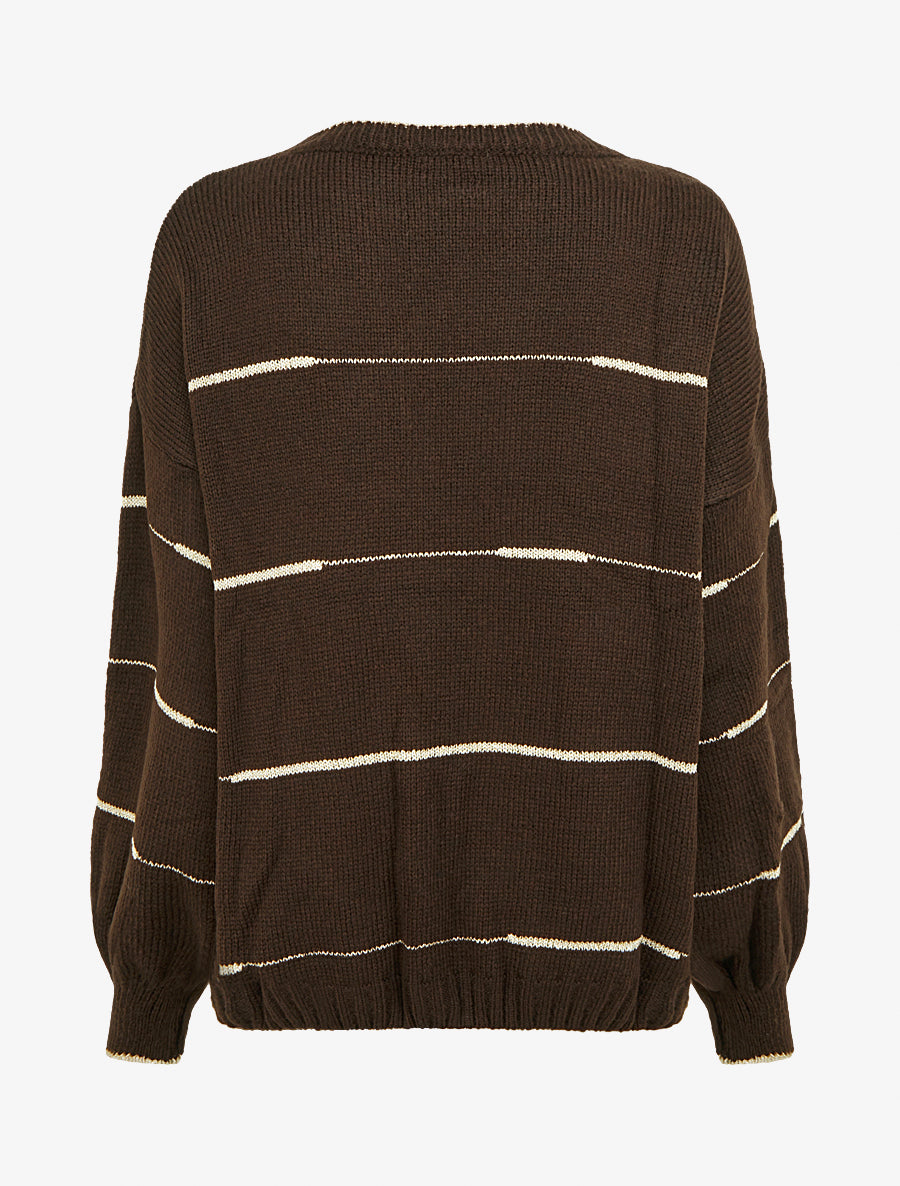 Pull uni à raures irisées - Marron - 2
