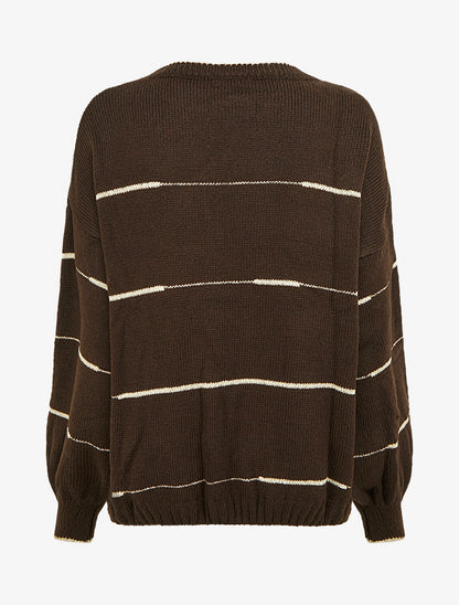 Pull uni à raures irisées - Marron - 2