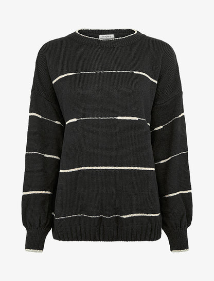 Pull uni à raures irisées - Noir - 1