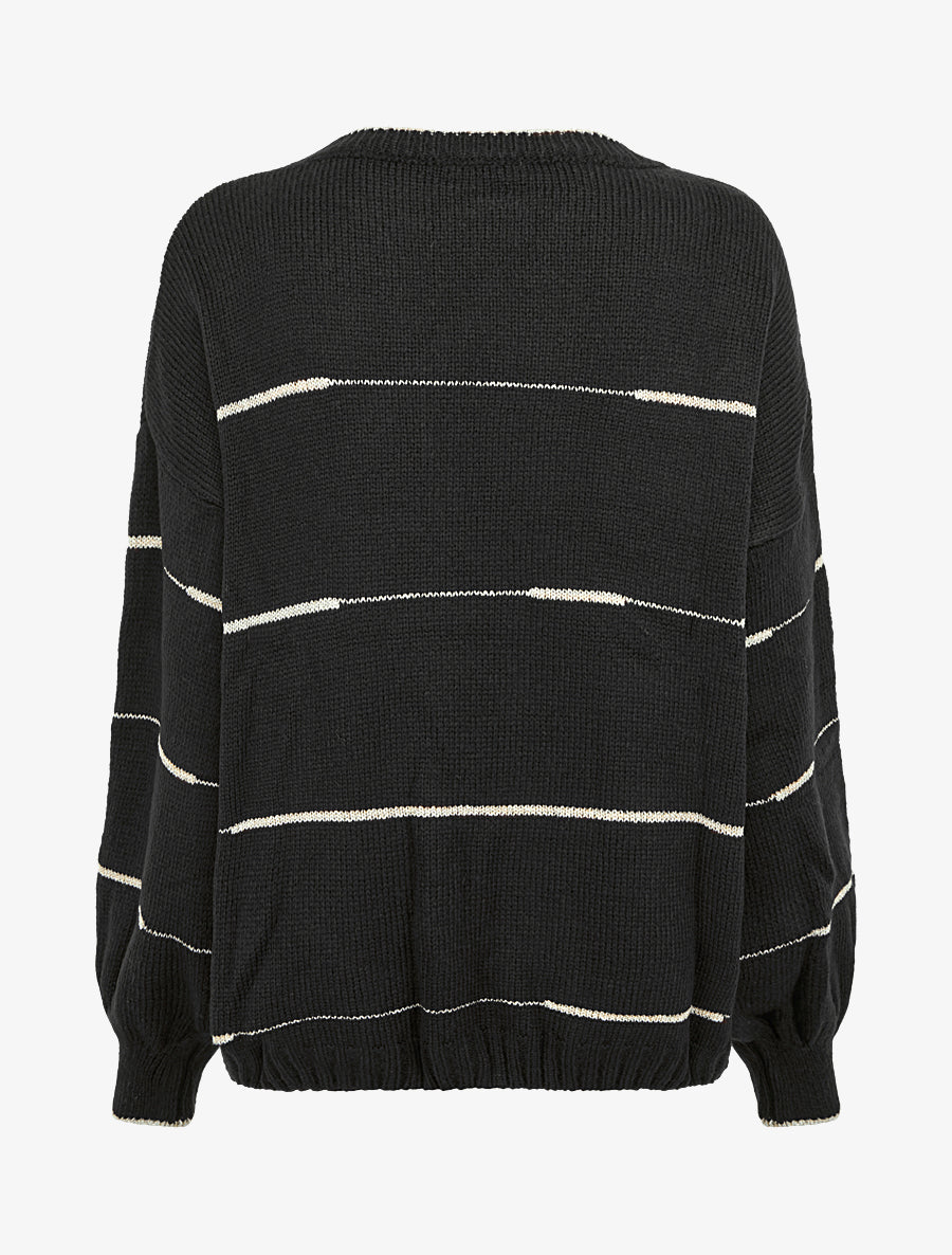 Pull uni à raures irisées - Noir - 2