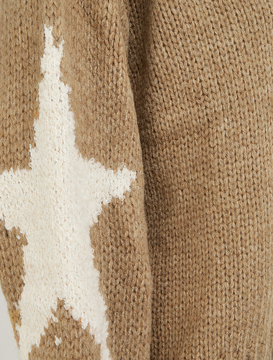 Pull en maille uni à motifs étoiles - Camel