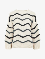 Pull en maille à motif vagues - Noir/gris - 1