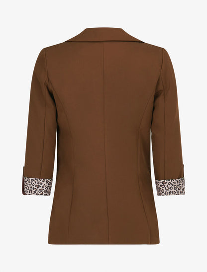 Veste cintrée à rabat léopard - Marron - 2