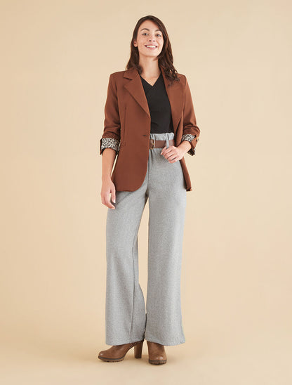 Veste cintrée à rabat léopard - Marron - 4
