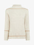 Pull uni à lignes constratantes - Beige - 1