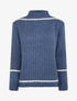 Pull uni à lignes constratantes - Bleu - 1