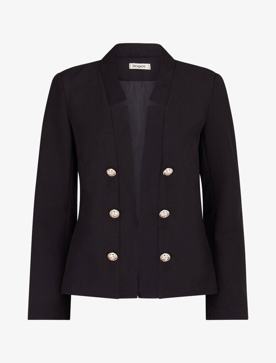 Veste officier à col droit - Noir - 5