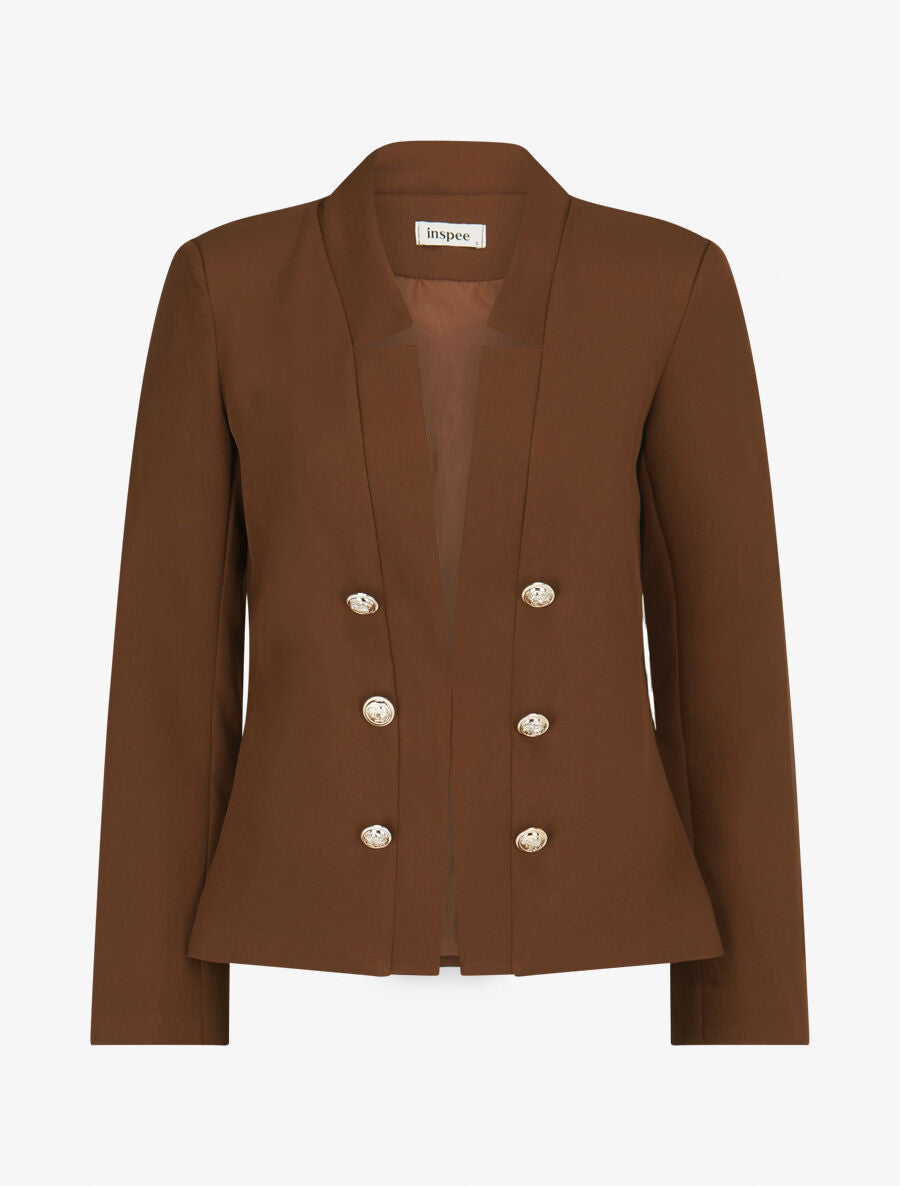 Veste officier à col droit - Marron - 1