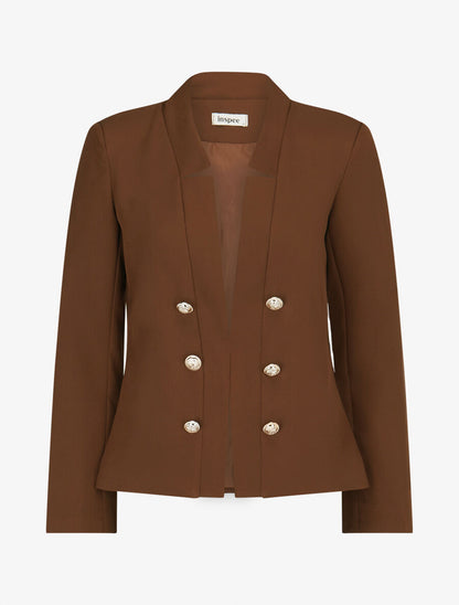 Veste officier à col droit - Marron - 1