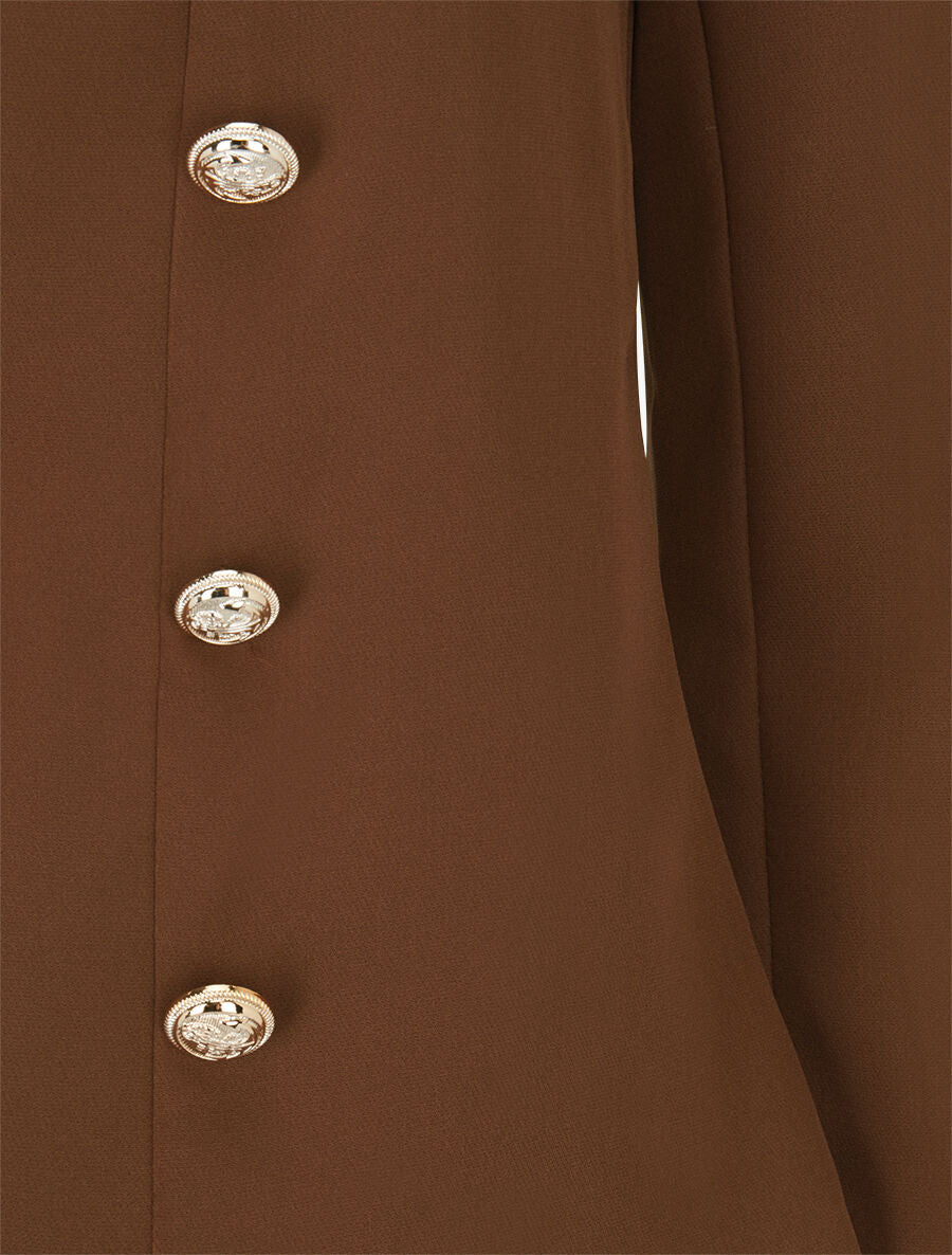 Veste officier à col droit - Marron - 3