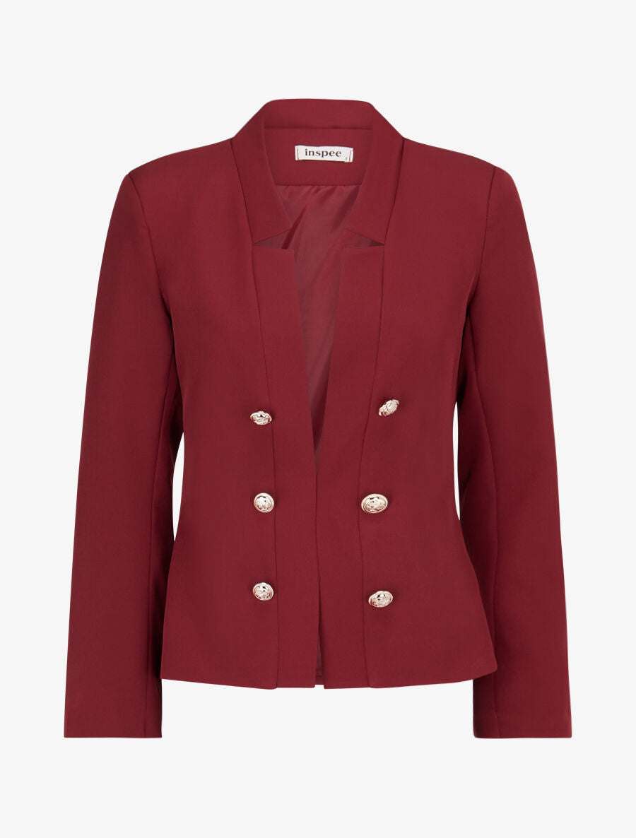 Veste officier à col droit - Rouge brique - 4