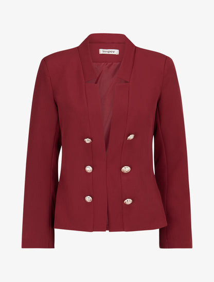 Veste officier à col droit - Rouge brique - 4