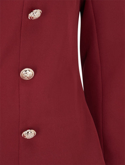 Veste officier à col droit - Rouge brique - 3