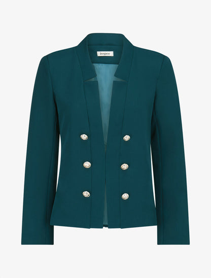 Veste officier à col droit - Bleu pétrole - 1