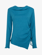 Pull asymétrique et cordons de serrage - Bleu canard - 1