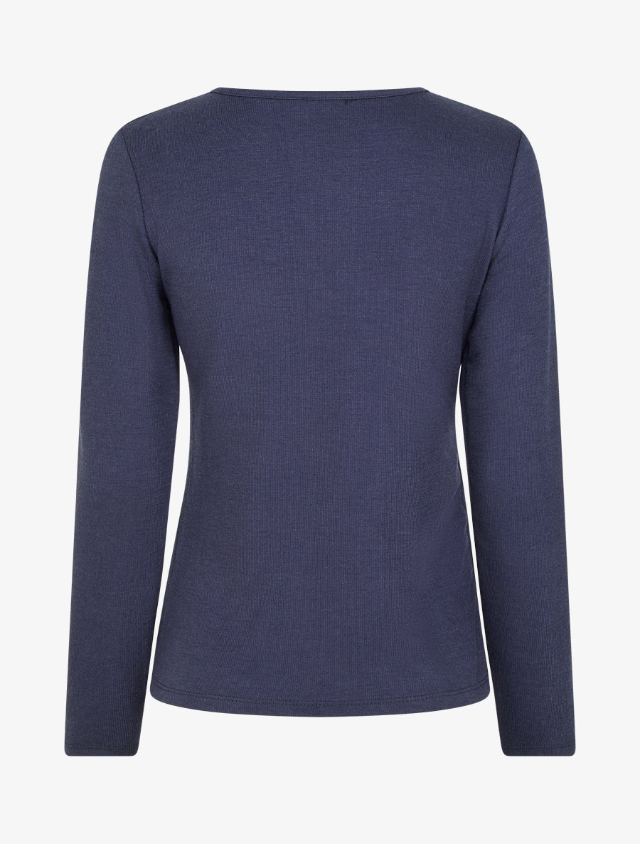 Pull en maille fine à lien de serrage - Marine - 2