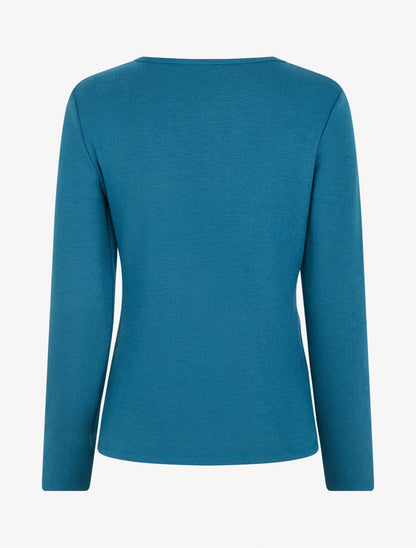 Pull en maille fine à lien de serrage - Bleu - 2