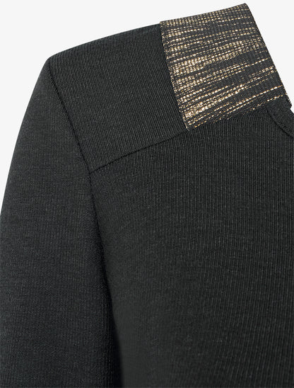 Pull en maille fine à bandes élastiquées - Noir - 3