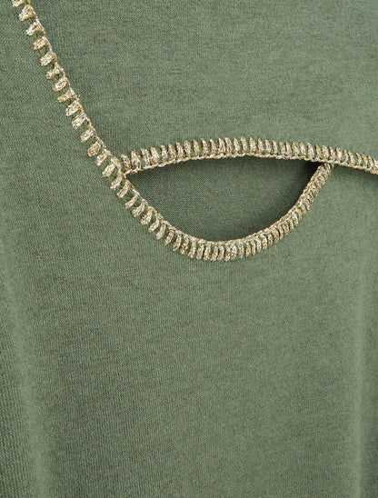 Pull ajouré à col montant - Kaki - 3