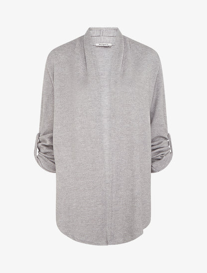 Gilet uni irisé à manches longues retroussables - Gris - 1