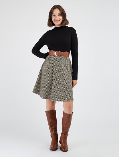 Robe pull à imprimé chevron irisé - Noir