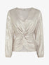 Blouse irisée élastiquée à manches longues - Argent - 1