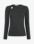 Pull ajouré à empiècement bijou - Noir - 1