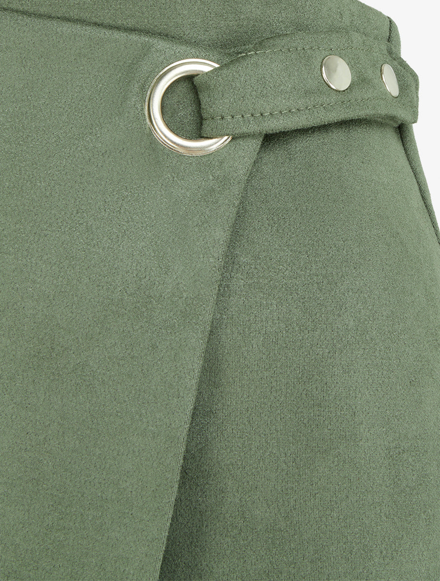 Jupe style portefeuille à oeillet - Kaki - 3