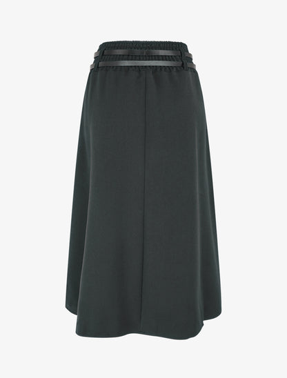 Jupe midi à double ceinture - Noir - 2