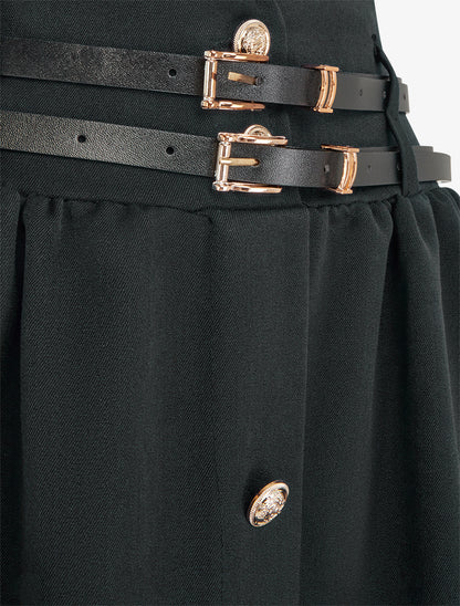 Jupe midi à double ceinture - Noir - 3