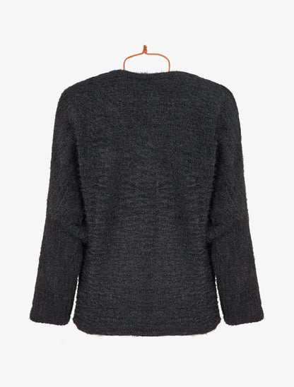 Pull duveteux à manches longues - Noir - 2