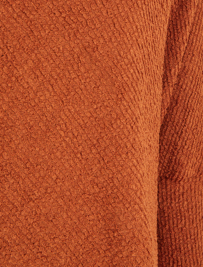 Poncho uni texturé à manches longues - Terracotta - 3