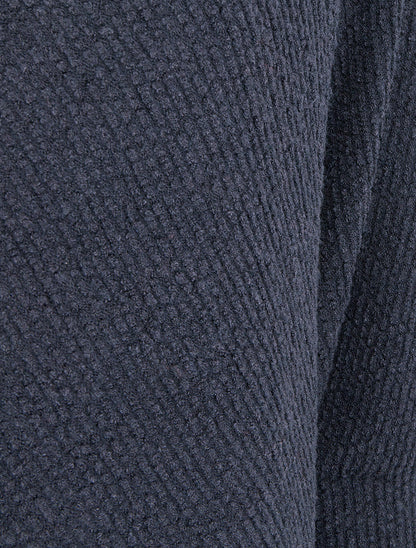 Poncho uni texturé à manches longues - Marine - 3