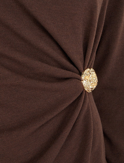 Pull fin à empiècement broche - Marron - 3