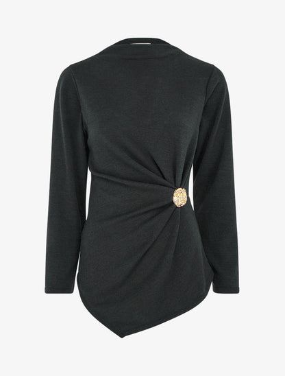Pull fin à empiècement broche - Noir - 1