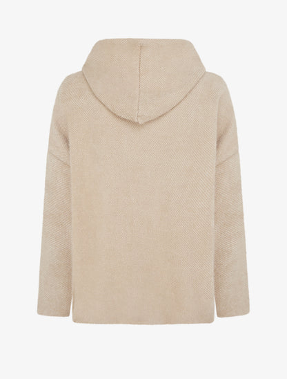 Gilet en maille zippé à capuche - Beige - 2