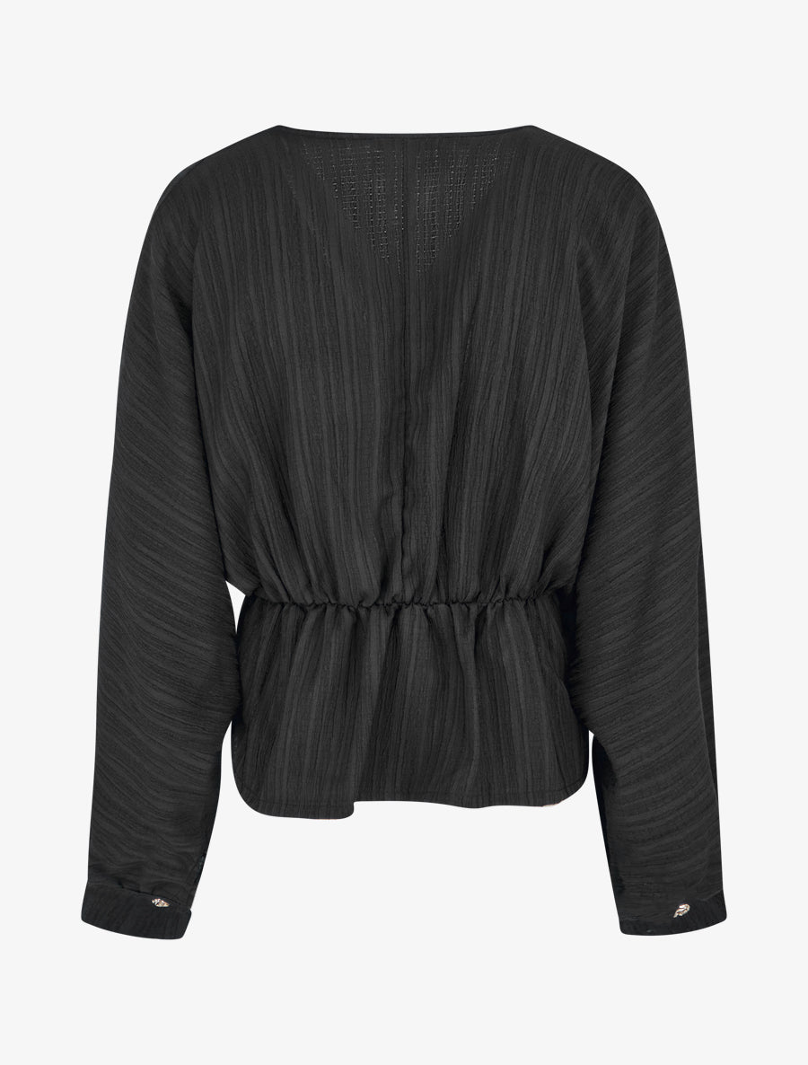 Blouse fluide à boutons décoratifs - Noir - 2