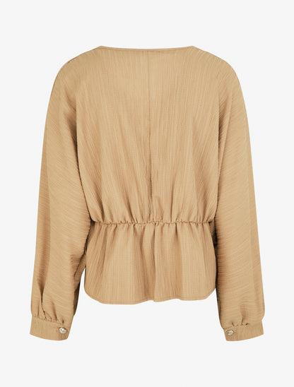 Blouse fluide à boutons décoratifs - Taupe - 2