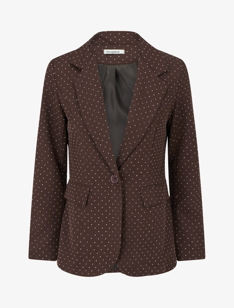 Blazer uni strassé - Marron - 1