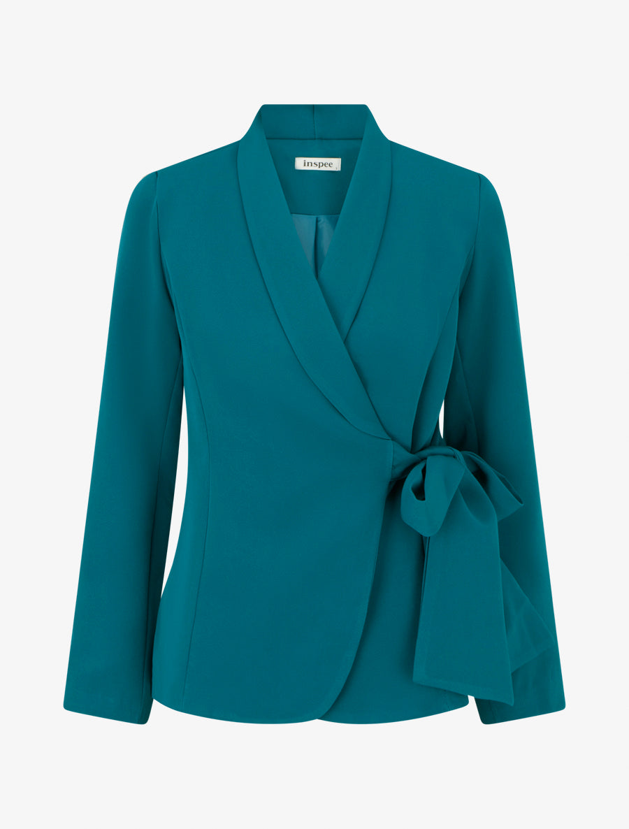 Blazer uni à nouer - Bleu canard - 1