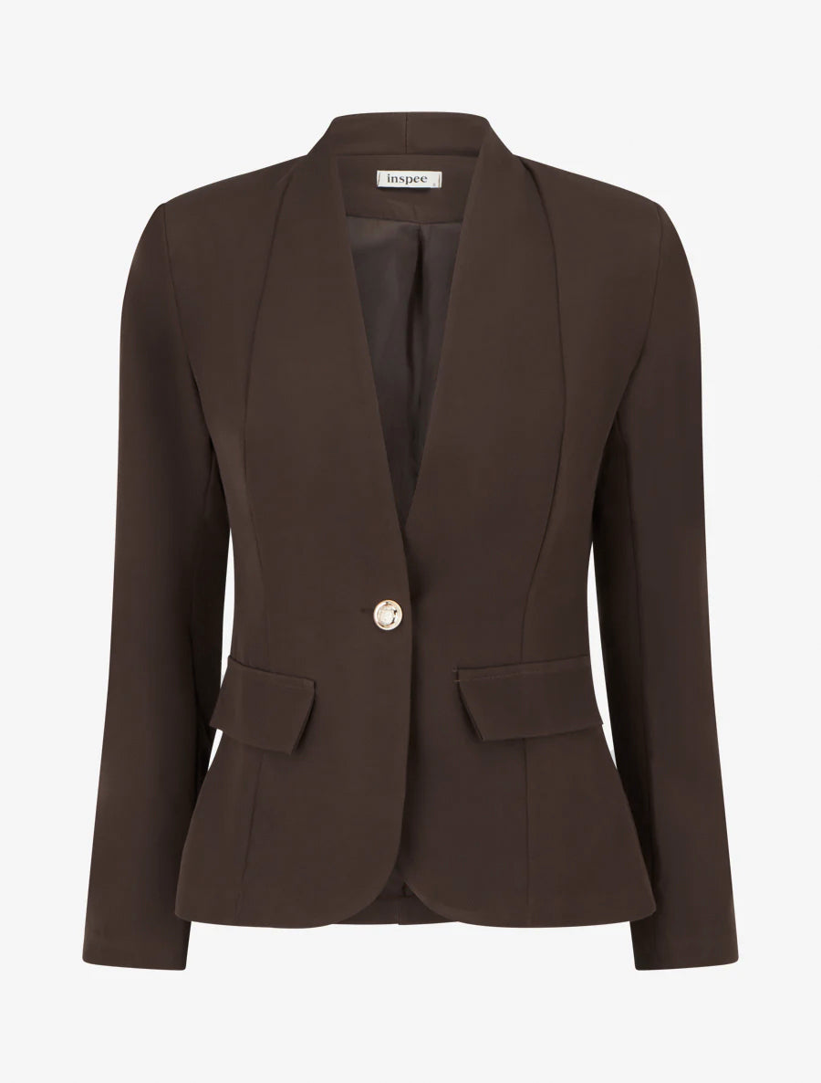 Blazer uni boutonné - Marron