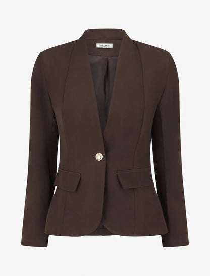 Blazer uni boutonné - Marron