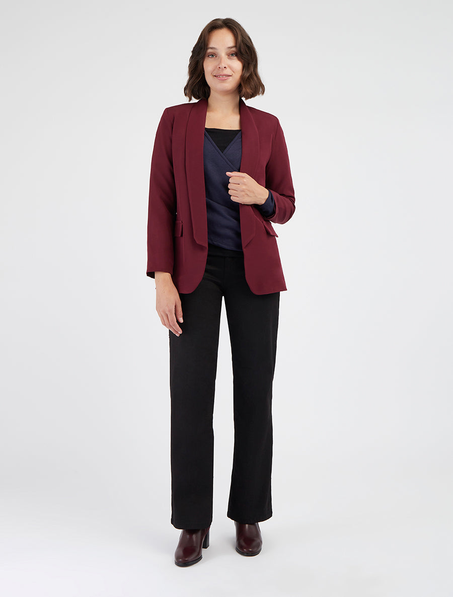 Blazer uni à poches décoratives - Lie de vin