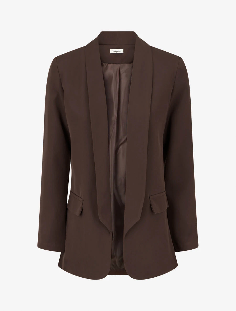 Blazer uni à poches décoratives - Marron