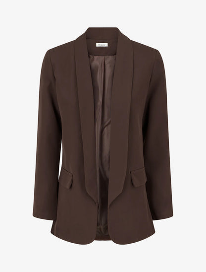 Blazer uni à poches décoratives - Marron